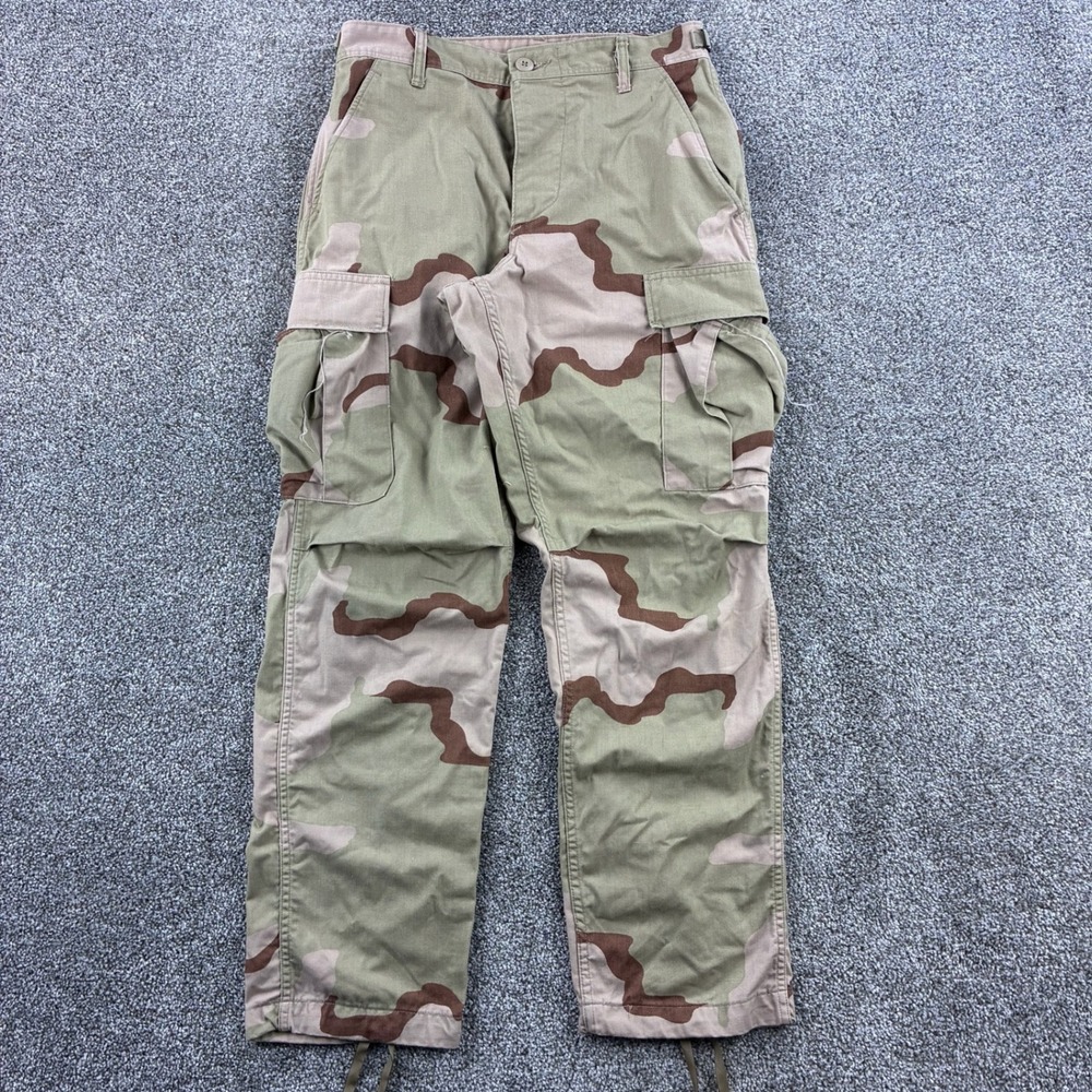 Vintage Military Pants Mens Small Short Desert Storm Tri Camo BDU Combat Canvas